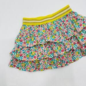 Mini Boden yellow blue floral ruffle mini skirt